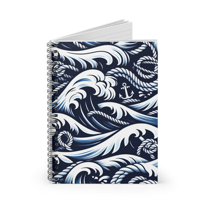Nautical Waves Spiral Notebook - Ruled Lines, Ideal for Marine Enthusiasts