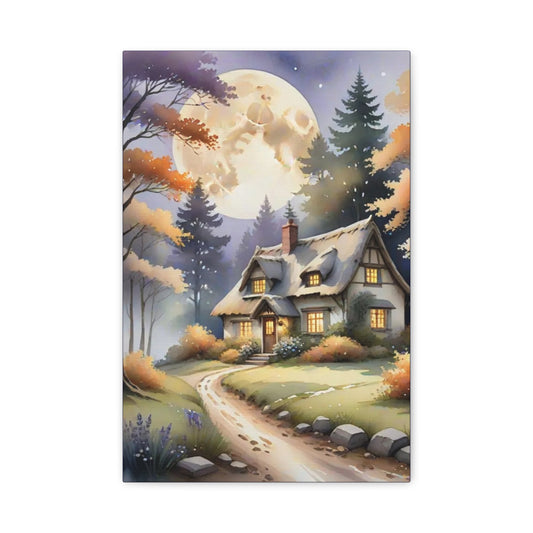 Moonlit Reverie Canvas Art Cozy Home Decor Cottagecore Wall Art Nature Gift Housewarming Autumn Vibes Landscape Prints Fall
