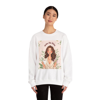 "Wake. Sip. Shine." Unisex Heavy Blend™ Crewneck Sweatshirt - Perfect Gift for Mother's Day