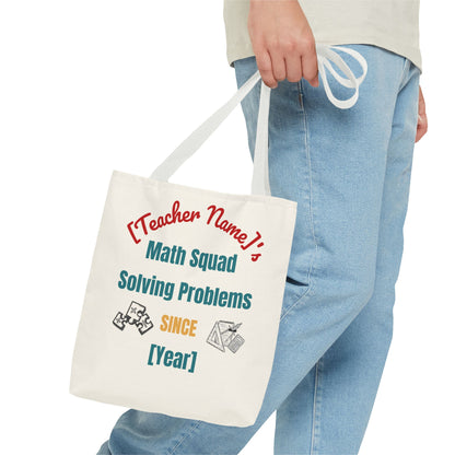 Personalized Teacher Tote Bag, Math Squad Bag, School Supply Tote, Gift for Teachers, Classroom Essentials, Teacher Appreciation