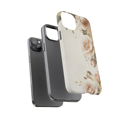 Antique Floral Tough Phone Case - Elegant Rose Design