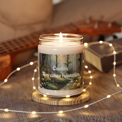 Scented Soy Candle - 'Caution: May Cause Relaxation' - 9oz Serenity Candle for Stress Relief & Home Décor, Teacher Gifts