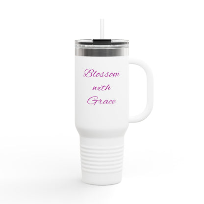Blossom with Grace Insulated Travel Mug - 40oz, Stylish Drinkware for Adventures