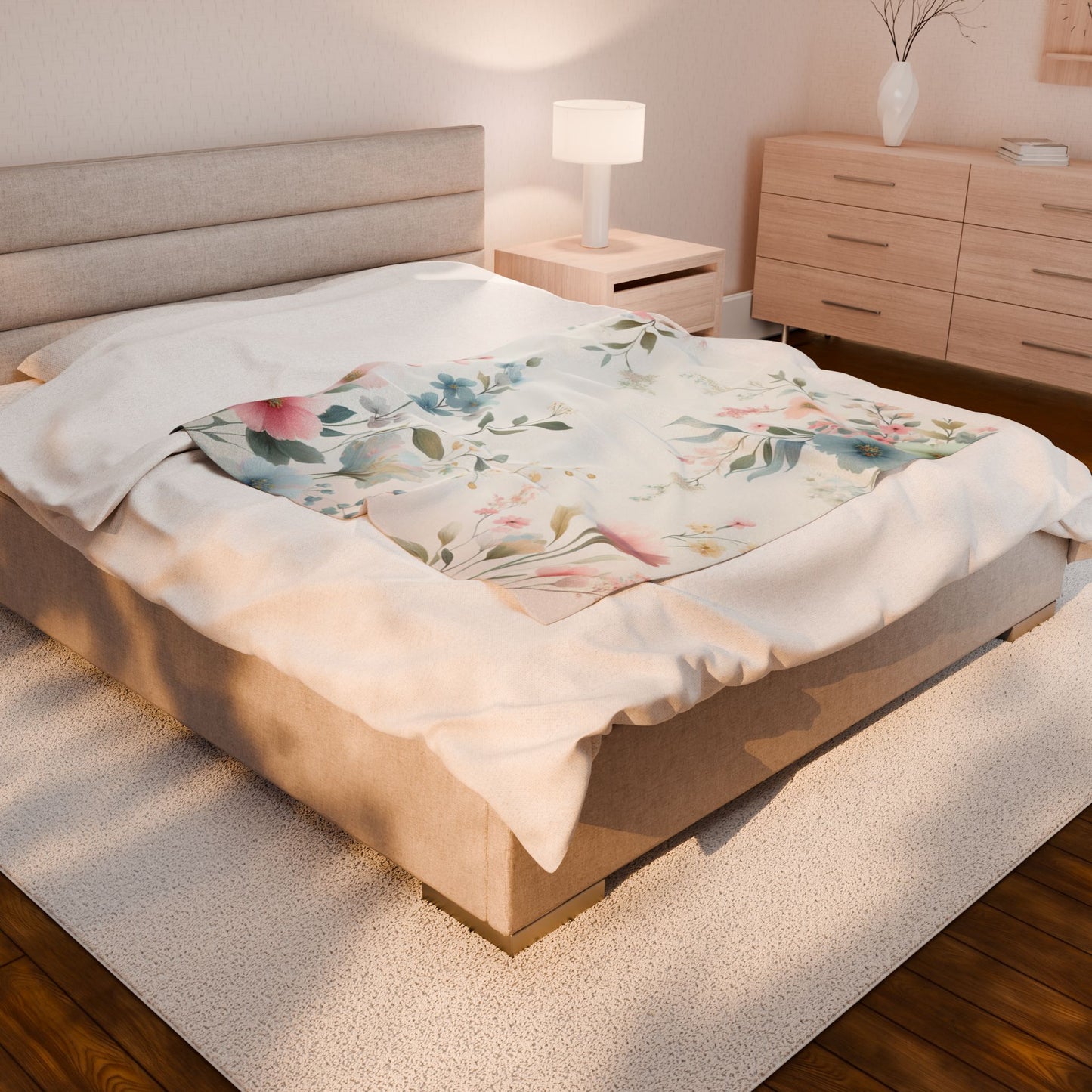 Cozy Floral Velveteen Plush Blanket | Soft Throw for Home Decor & Comfort