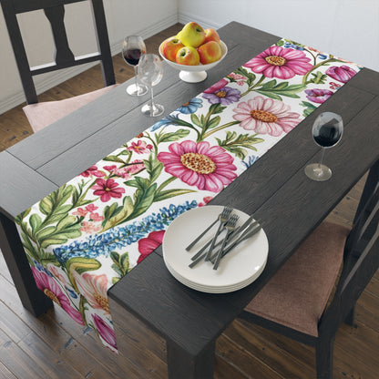 Botanical Floral Table Runner – Elegant Cotton & Poly Design for Any Occasion