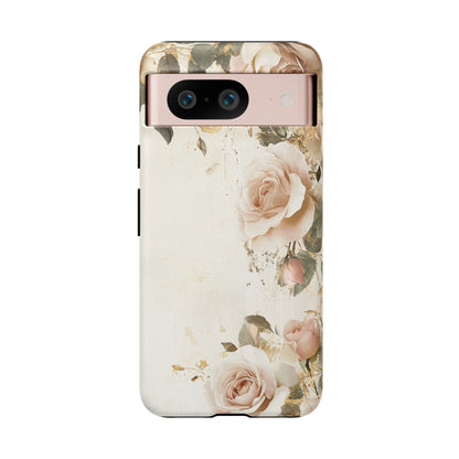 Antique Floral Tough Phone Case - Elegant Rose Design