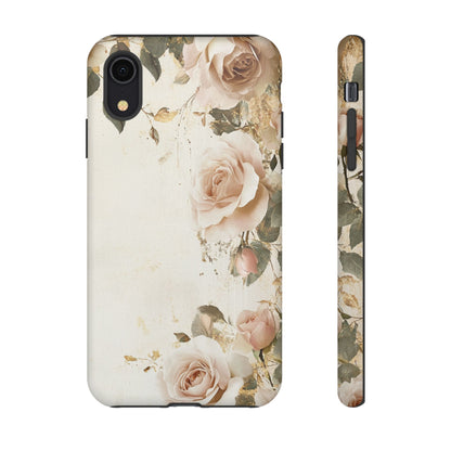 Antique Floral Tough Phone Case - Elegant Rose Design