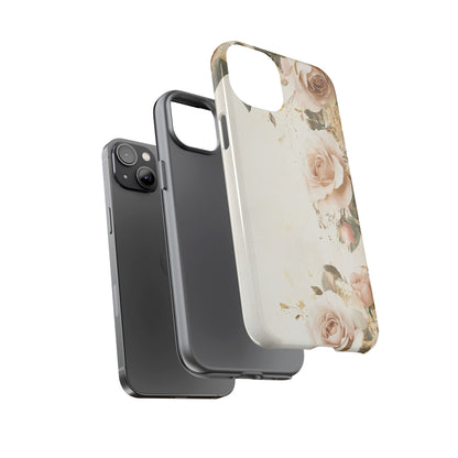 Antique Floral Tough Phone Case - Elegant Rose Design