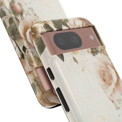 Antique Floral Tough Phone Case - Elegant Rose Design