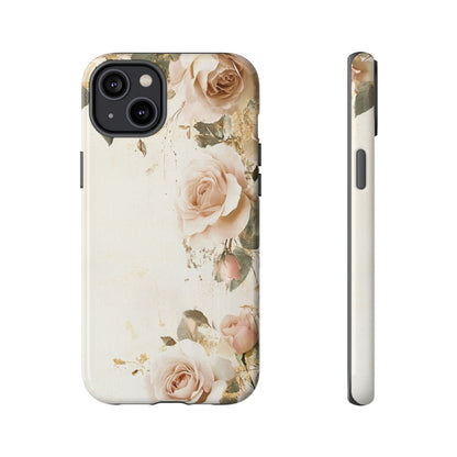 Antique Floral Tough Phone Case - Elegant Rose Design