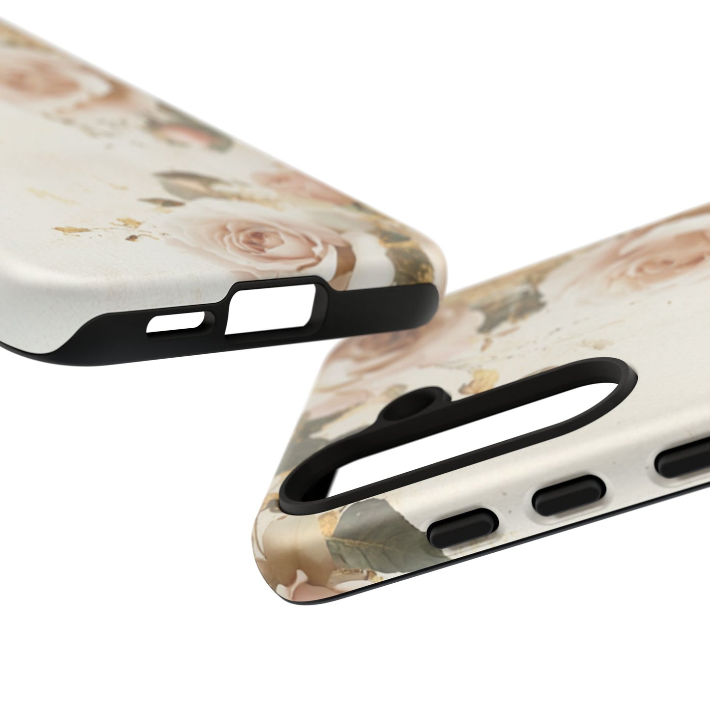 Antique Floral Tough Phone Case - Elegant Rose Design