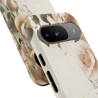 Antique Floral Tough Phone Case - Elegant Rose Design