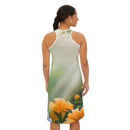 Majestic Hummingbird Racerback Dress, Summer Sun Dress, Casual Wear, Beach Day Out, Garden Party, Eco-Friendly Fashion, Nature Inspired