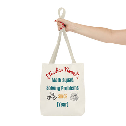 Personalized Teacher Tote Bag, Math Squad Bag, School Supply Tote, Gift for Teachers, Classroom Essentials, Teacher Appreciation