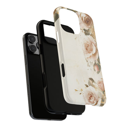 Antique Floral Tough Phone Case - Elegant Rose Design