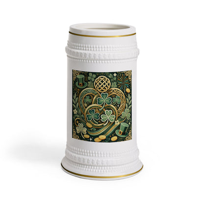 Decorative St. Patrick's Day Stein Mug with Shamrocks