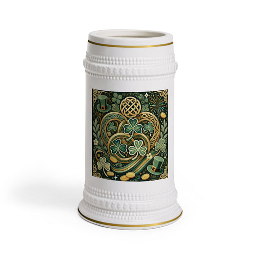 Decorative St. Patrick's Day Stein Mug with Shamrocks