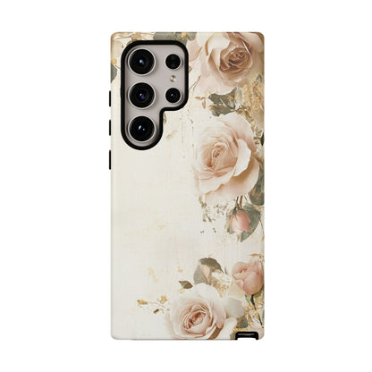 Antique Floral Tough Phone Case - Elegant Rose Design