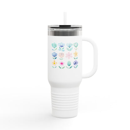 Floral Insulated Travel Mug - 40oz, Perfect for On-the-Go Hydration