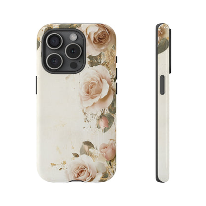 Antique Floral Tough Phone Case - Elegant Rose Design