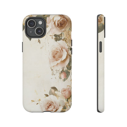 Antique Floral Tough Phone Case - Elegant Rose Design