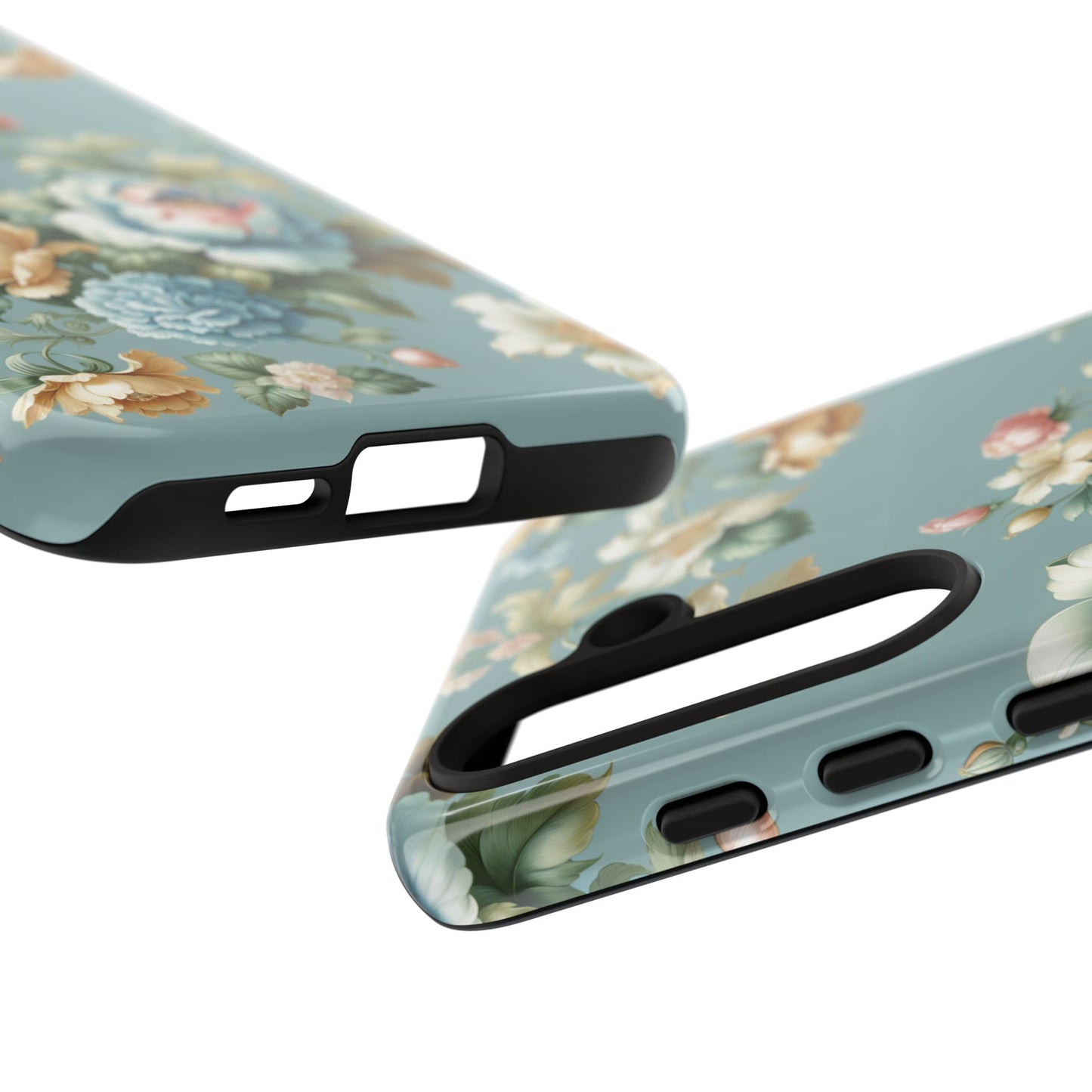 Floral Tough Phone Case - Elegant Flower Pattern, Durable Protection