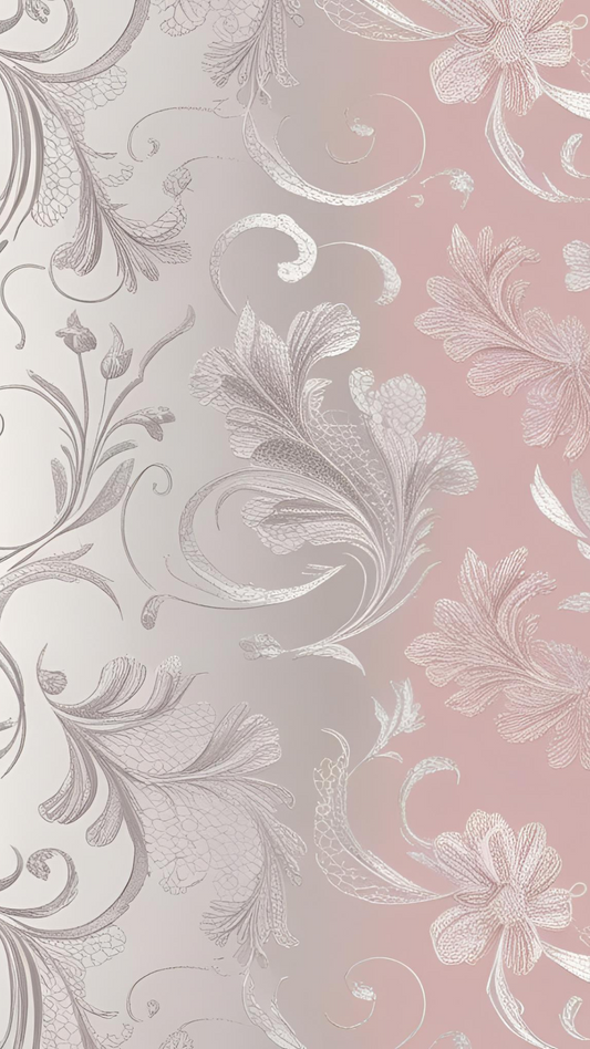 #15 Pink and Silver Floral Wallpaper