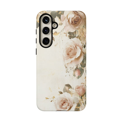 Antique Floral Tough Phone Case - Elegant Rose Design