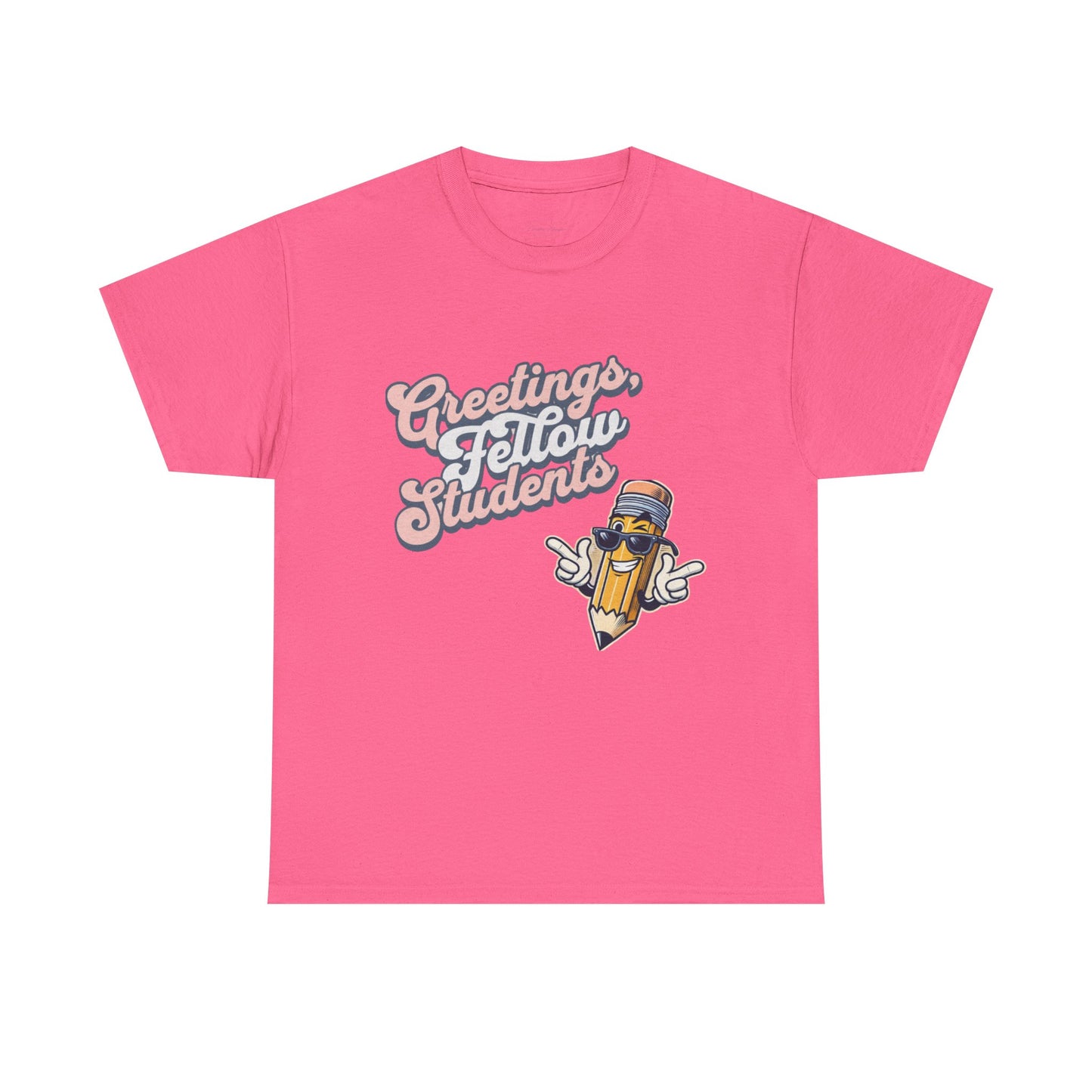Greetings Fellow Students Unisex Heavy Cotton Tee, Back to School Shirt, Teacher Appreciation Gift, Class Spirit Wear, Fun Classroom Apparel