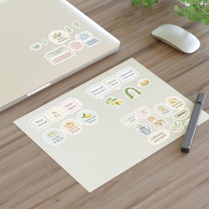 Whimsical Sticker Sheets for Journaling, Scrapbooking, Gift Wrapping, Cute Accessories, Home Decor - Pair with The Garden Table Recipe Book
