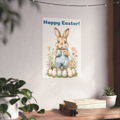 Happy Easter Bunny Poster - Matte Vertical Wall Art for Spring Decor