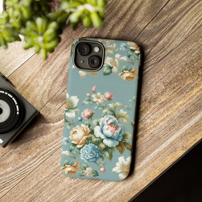 Floral Tough Phone Case - Elegant Flower Pattern, Durable Protection