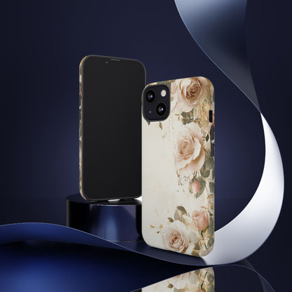 Antique Floral Tough Phone Case - Elegant Rose Design
