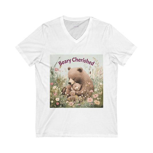 Beary Cherished Mother and Baby V-Neck Tee - Unisex Short Sleeve Shirt