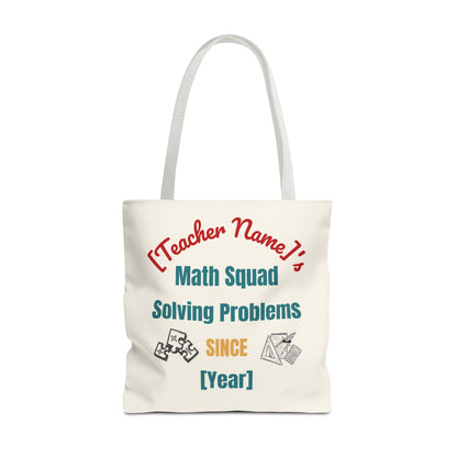 Personalized Teacher Tote Bag, Math Squad Bag, School Supply Tote, Gift for Teachers, Classroom Essentials, Teacher Appreciation