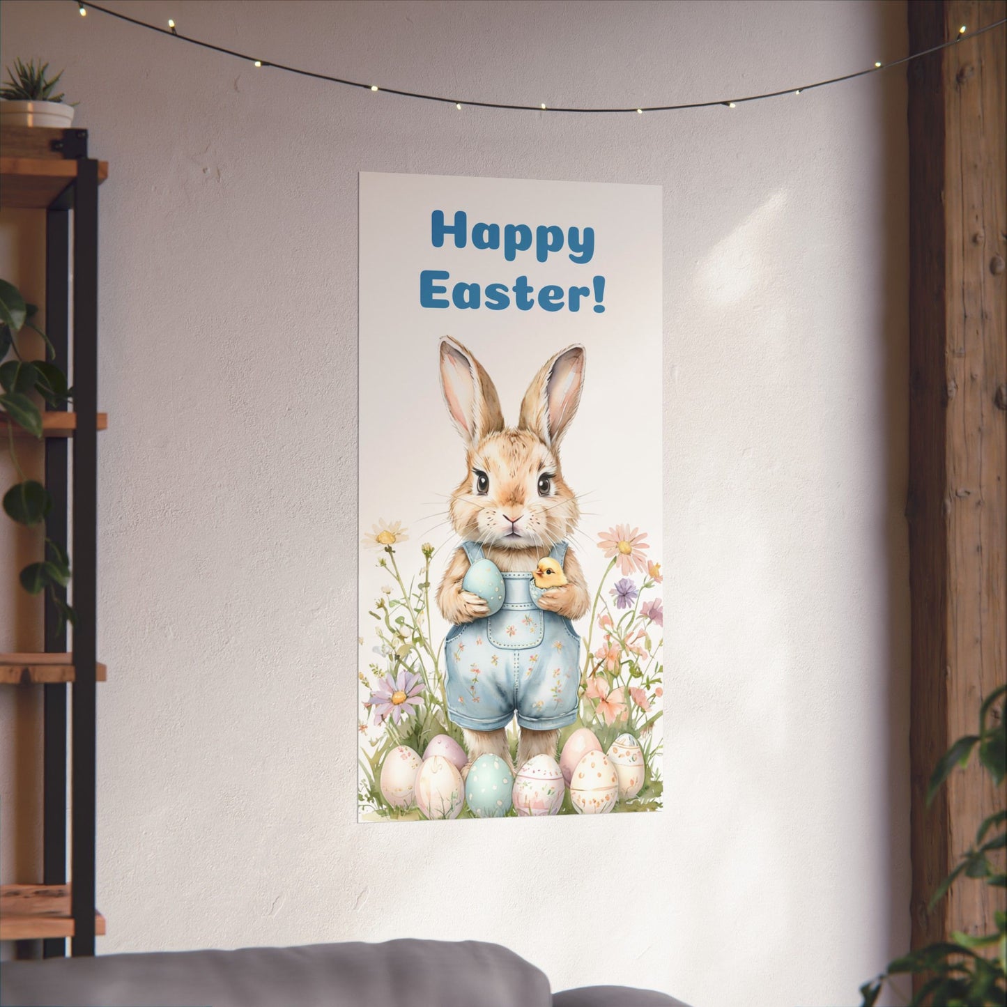 Happy Easter Bunny Poster - Matte Vertical Wall Art for Spring Decor