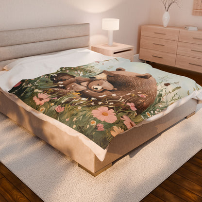 Cozy Velveteen Plush Blanket - Beary Cherished Design