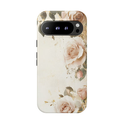 Antique Floral Tough Phone Case - Elegant Rose Design