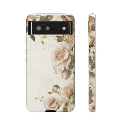 Antique Floral Tough Phone Case - Elegant Rose Design