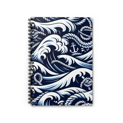 Nautical Waves Spiral Notebook - Ruled Lines, Ideal for Marine Enthusiasts