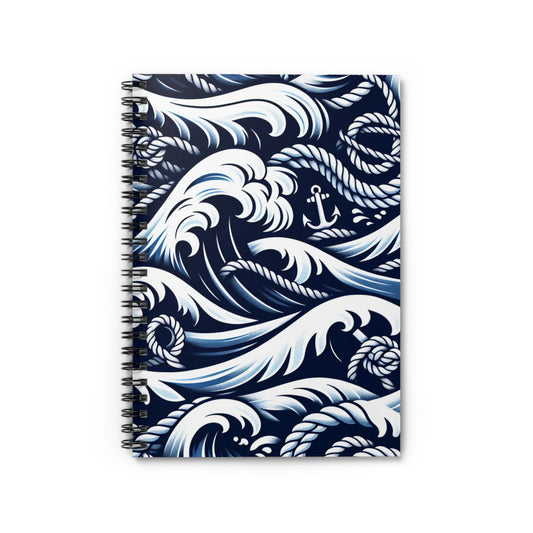 Nautical Waves Spiral Notebook - Ruled Lines, Ideal for Marine Enthusiasts