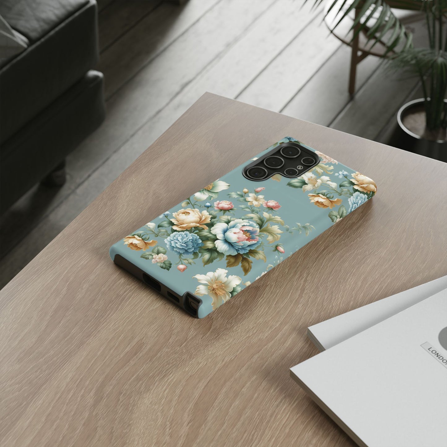 Floral Tough Phone Case - Elegant Flower Pattern, Durable Protection
