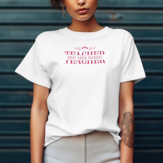 Teacher Grace Under Pressure Unisex Heavy Cotton Tee, Elegant Teacher Appreciation Gift, Teacher Birthday