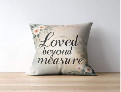 Inspirational Quote Floral Throw Pillow Religious Decor Scripture Inspiration Room Accent Pink Green  - Love Beyond Measure