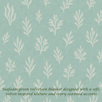 Velveteen Blanket Soft Throw for Home Decor Fall Christmas Housewarming Seafoam Green Seaweed Pattern Cozy Plush Bedding Decorative