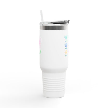 Floral Insulated Travel Mug - 40oz, Perfect for On-the-Go Hydration