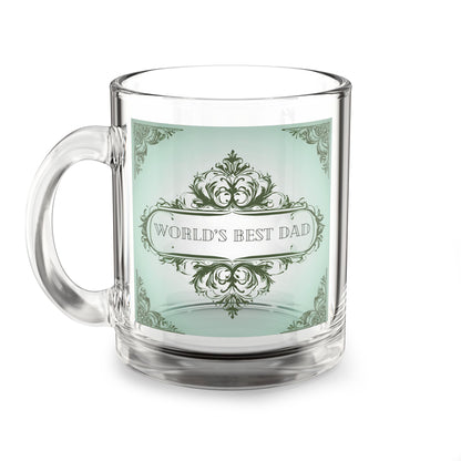 World's Best Dad Personalized Glass Mug, Gift for Father's Day, Unique Drinkware, Birthday, Classical Elegance