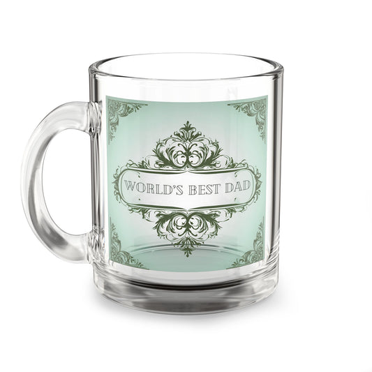 World's Best Dad Personalized Glass Mug, Gift for Father's Day, Unique Drinkware, Birthday, Classical Elegance