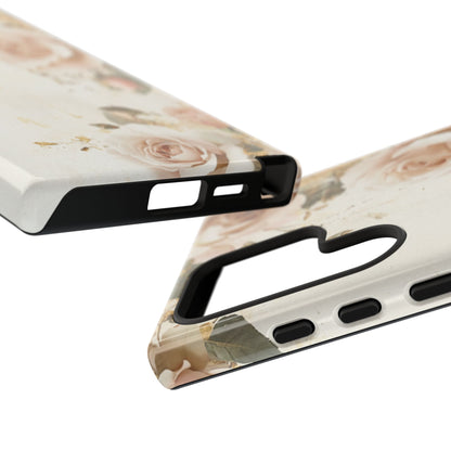 Antique Floral Tough Phone Case - Elegant Rose Design