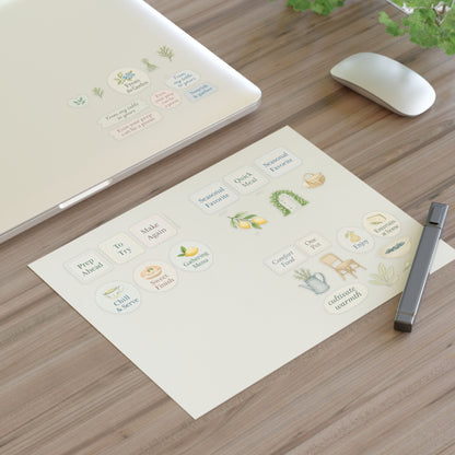 Whimsical Sticker Sheets for Journaling, Scrapbooking, Gift Wrapping, Cute Accessories, Home Decor - Pair with The Garden Table Recipe Book